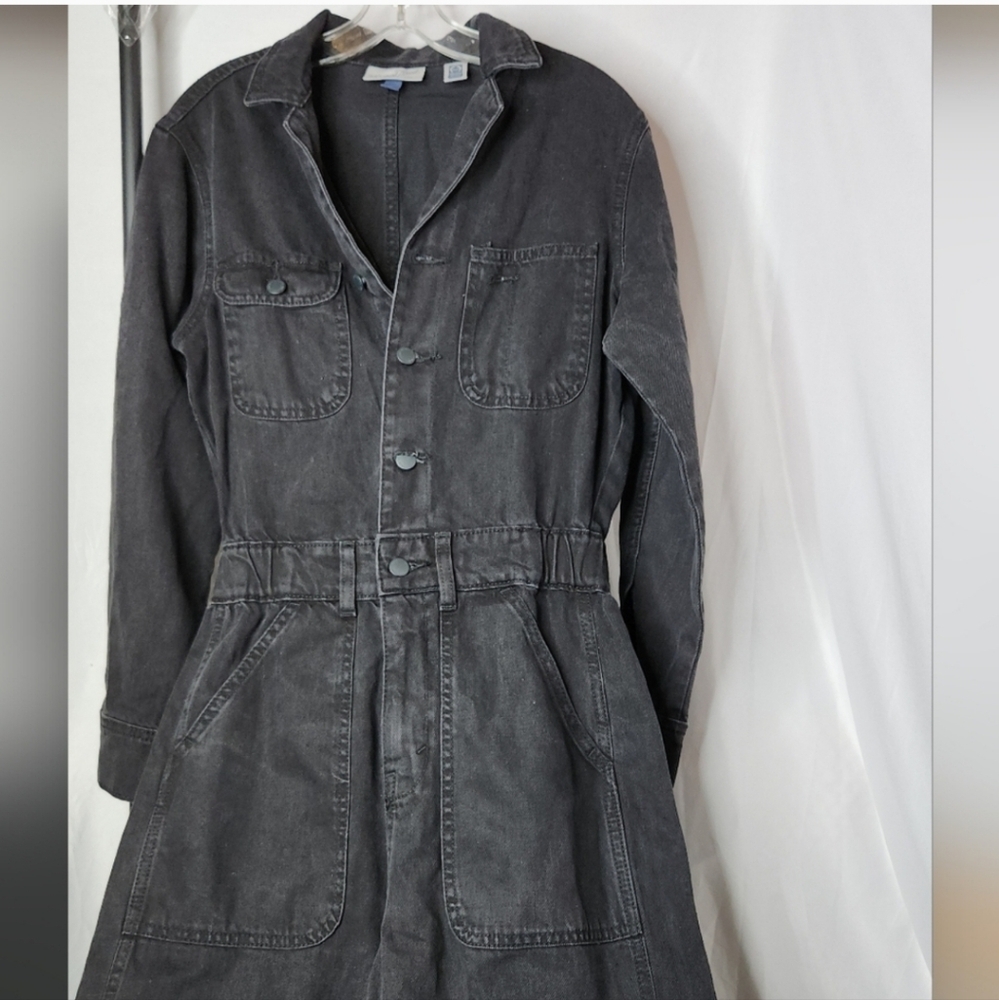 Woman's Long Sleeve Denim Jumpsuit - Universal Threads Black 4 - Picture 4 of 16